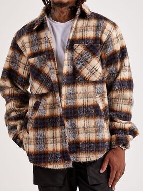 EPTM The Perfect Example Plaid Fuzzy Shacket Jacket Size Medium